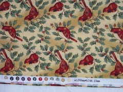Jo-Ann Cotton Fabric – Red Birds & Holly Leaves – 5 Yards x 44″ Wide