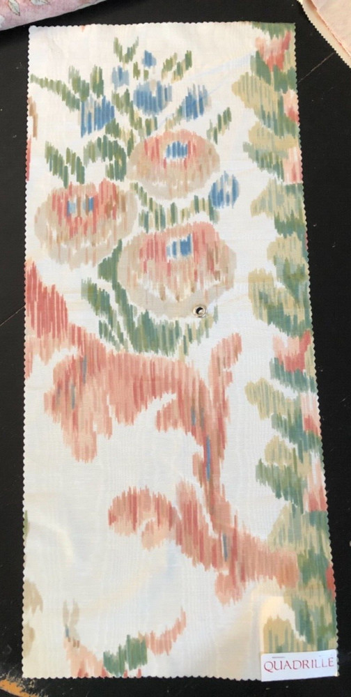 QUADRILLE Mandarin Moire in Salmon, Green 12 1/4 x 28″ Cotton Blend Fabric