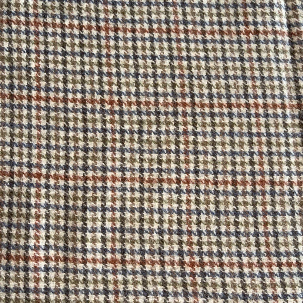 4 Tone Houndstooth Wool Fabric Remnant 57″W x 1 1/2Yds”L Rust Green Blue Black