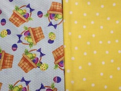 Lot (2) 3 Yard Cuts EASTER BASKETS Dots L Blue DOTS Bright Yellow Cotton Fabric