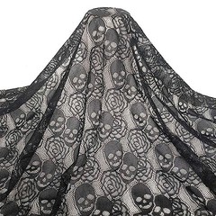 60 * 36 Inches Lace Fabric, 1 Yard Black Skull Pettern Lace Fabric, 1 Yd Non-Str