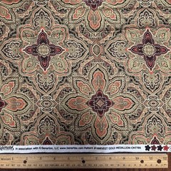 1yd Harvest Gold by Greta Lynn for Kanvas CM7789, black ruby orange Medallion