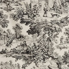 Toile de Jouy Various Colors by the Metre | Height 280cm | 100% Cotton