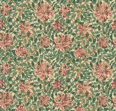 WILLIAM MORRIS CURTAIN FABRIC “Honeysuckle” 5.2 METRES CREAM/WINE 100% COTTON
