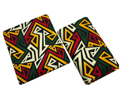 African Wax Print,100% Cotton, Sell by 6 Yards-Green Red yellow Black Cream