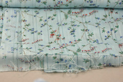 Blue Floral Flower Fabric 30″x30″ Material Scrap Remnant Red Green