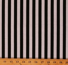 Cotton Black 1/2″ Stripes Striped on White Fabric Print BTY D148.12