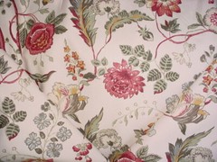 2-3/4Y Jane Shelton 6250 Julia Red Jacobean Floral Linen Upholstery Fabric