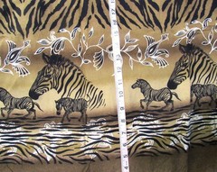 1 yd x 54″ Rayon Fabric Single Border Zebras & Florals, Tans (greenish Tint)