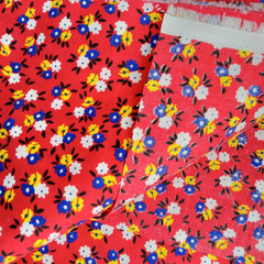 Vintage Tica Tex Costa Rica Fabric Red Yellow Blue Ditzy Floral Print 55x 10 Yd