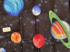 Lot of 5 Fabric Scraps Black & Blue Florals Planets Paisley Lot #43