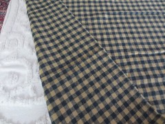 5239. NAVY & TAN CHECK Wool or Wool Blend FABRIC – 60″ x 2-1/4 yds.