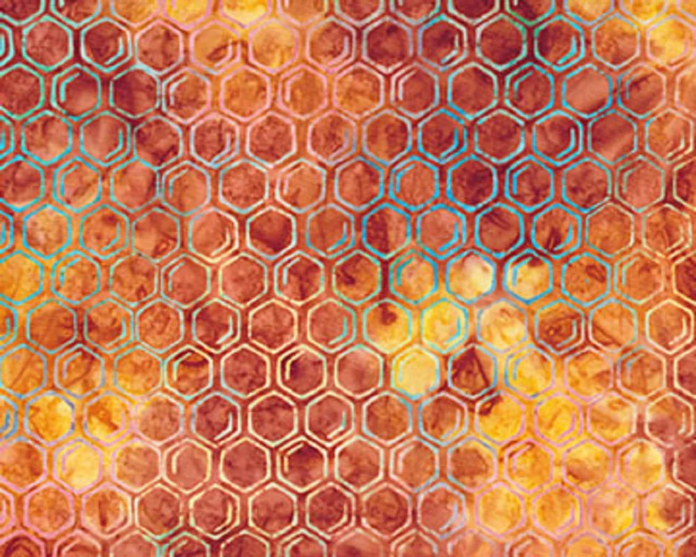 NORTHCOTT – Busy Bee By Banyan Batiks Studio – Honeycomb – Rust – K33014 ,1/4