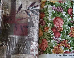 Lot of 2 Floral 100% Cotton Fabric Pieces (one by Sirpi Italy) ~1 Yard Each