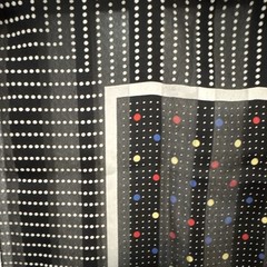 Vintage Black & White Polka Dot Geometric Panel with Red Blue Yellow Dots scarf