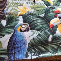 Vintage Fabric Springs Wings Of Paradise Parrots Birds Butterflies 34×45″ Cotton