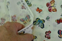By 1/2 Yd, Vintage, Bright Colorful Butterflies on Cream Cotton, Jo-Ann, P7686