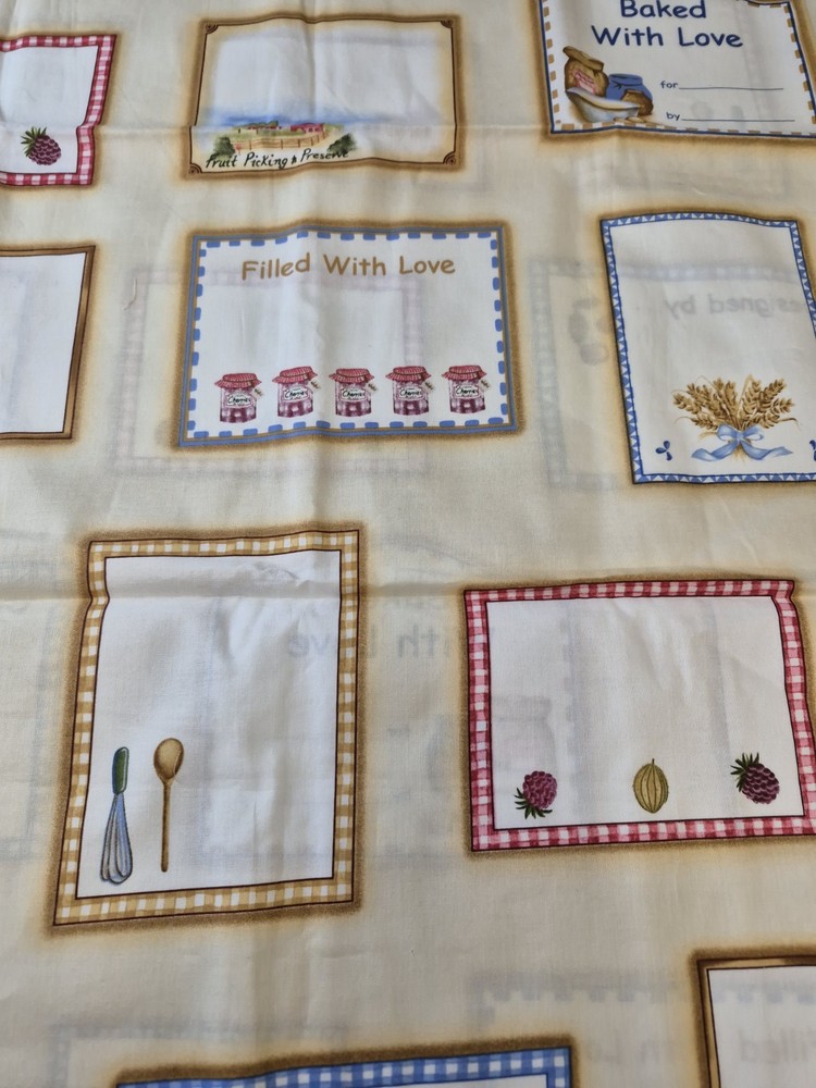 Vintage MBT Recipe Card Fabric 33×43 Kitchen Cooking Theme