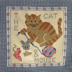 13.375″ Tapestry Square – The Cat and Mouse Animals Fabric Print Square M214.03