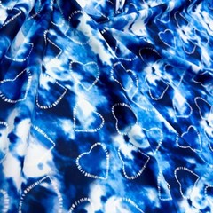 Blue Hearts Print Spandex 4-way Stretch Fabric 60″ wide Swimsuit By the Yard