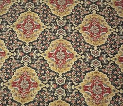 COVINGTON JAIPUR KOHL BLACK RED TURKISH MEDALLION LINEN FABRIC BY YARD 55″W