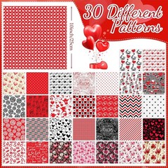 30 Pcs 10×10” Valentine Cotton Fabric Squares – Assorted Patterns for Crafts
