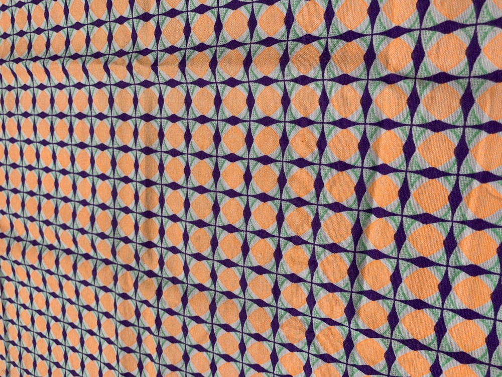 Veloutine Geometric Fabric Orange Purple Green Retro Mid Century 76″ x 32″ mcm