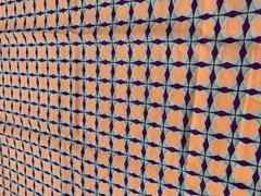 Veloutine Geometric Fabric Orange Purple Green Retro Mid Century 76″ x 32″ mcm