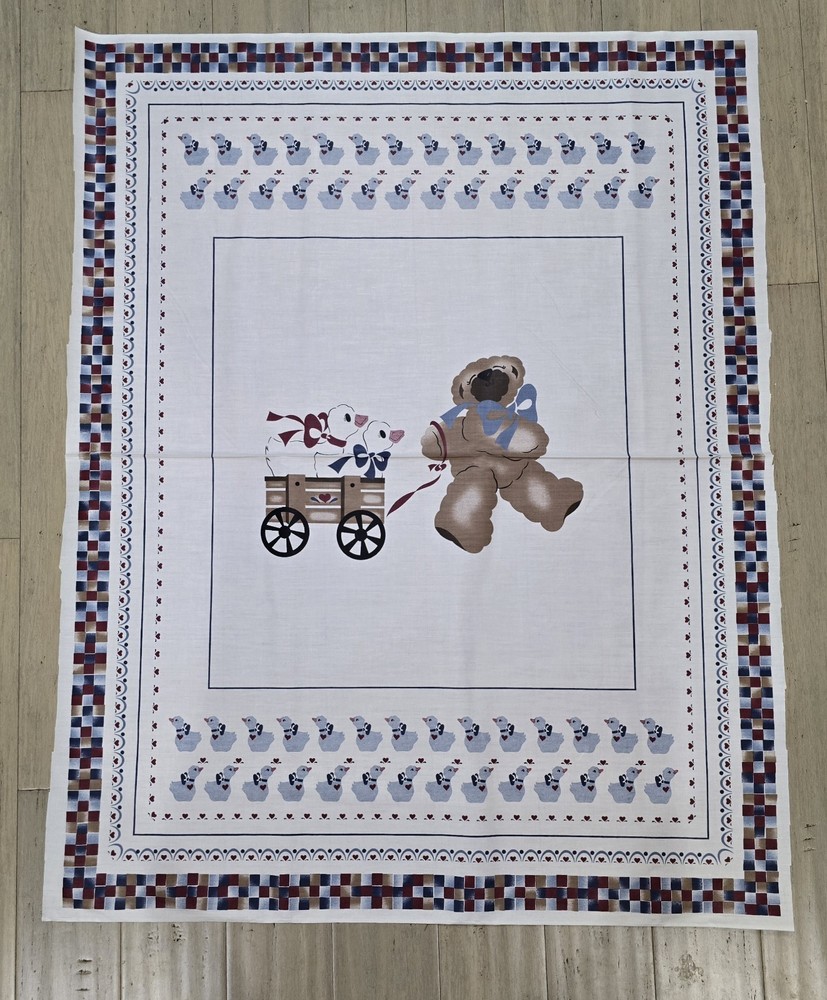 Daisy Kingdom Bear Pulling Geese In Wagon NURSERY Baby PANEL W/ Quilt Guide