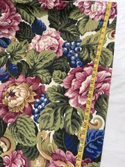 Vintage STANLEY KING STUDIO FLORAL FABRIC 104”x 58” Rose Vibrant Sateen Cotton