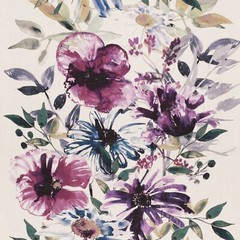 CHIVASSO/JAB CURTAIN FABRIC Flowers of Paradise 3.6 METRES CH2721-080 PURPLES
