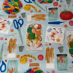 Sewing Notions Quilting Cotton Fabric 3 Yards 44” Wide Buttons Scissors Craft