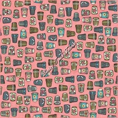 “THIMBLE PLEASURES” QUILTING TREASURES SEWING THEME FABRIC PRICED @ 1/2 YD PINK