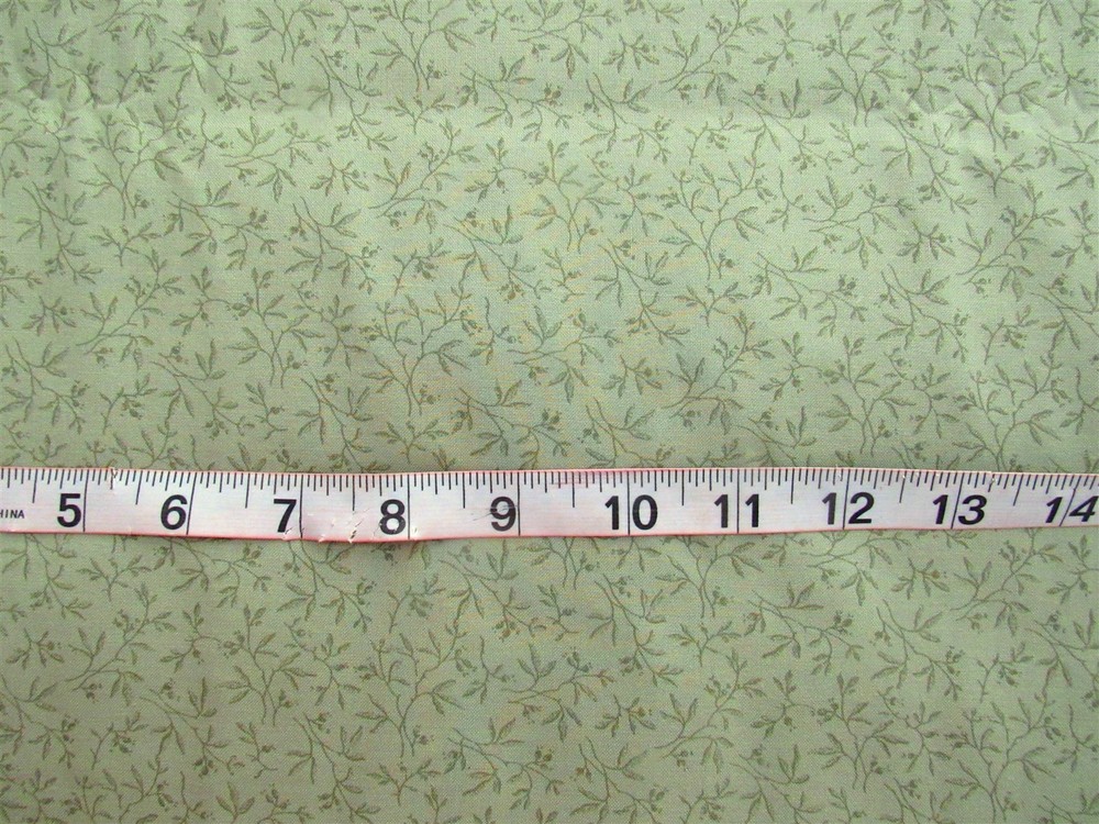 1 yd 100% Cotton Fabric Classic Cottons Green with Darker Leafy Sprigs