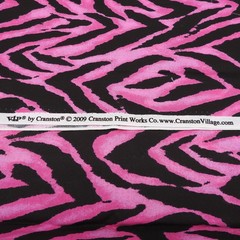 VIP by Cranston Pink Black Zebra Animal Print Cotton Fabric Remnant 14″ x 44″