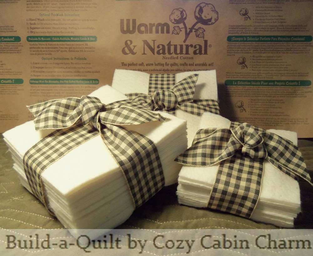 Pre-Cut Warm & Natural Cotton Blend Batting Fabric Quilt Squares from 3″ to 12″