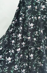 55” Wide By Yard Soft Rayon Fabric Vintage Black White Flower Viscose Material