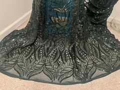 Hunter Green 4way stretch sequins Embroidery Mesh Lace fabric 50” Width 1 Yard