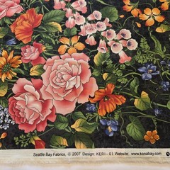 Vintage 2007 Seattle Bay Fabrics Big Beautiful Floral By The 1/2 Yd. 18×45