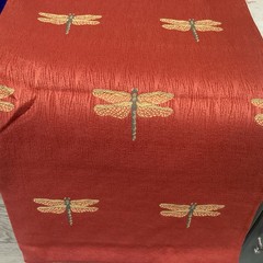 Fabric Light Burgundy Red With Embroidered Dragonflies 56” W X 44” L
