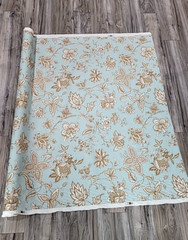Braemore Blue Brown White Floral Jacobean Cotton Fabric BTY
