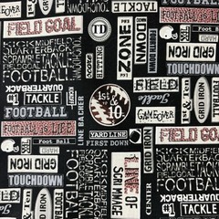Lot of 2 FQs Cotton Quilt Fabric Sports Theme, Football & Newspaper Style Prints