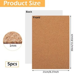 Thin Adhesive Craft Cork Sheets 1mm 11.8×8.3in Stickers for Crafts and DIY