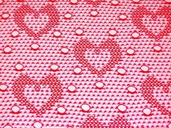 Hearts and Dots Knit Mesh Fabric Apparel Soft Polyester Pink By The Yard