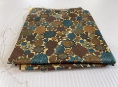 1.33Y Klopman Mills Fabric Turquoise Brown Orange Flower Shiny Slick Poly/Rayon?