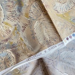 2.5 YD Abstract Shells Fabric Taupe Vintage Cotton Print