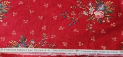 Concord Fabric Inc. Red Floral Cotton Fabric Quilting Sewing 3 Yards 7 Inches
