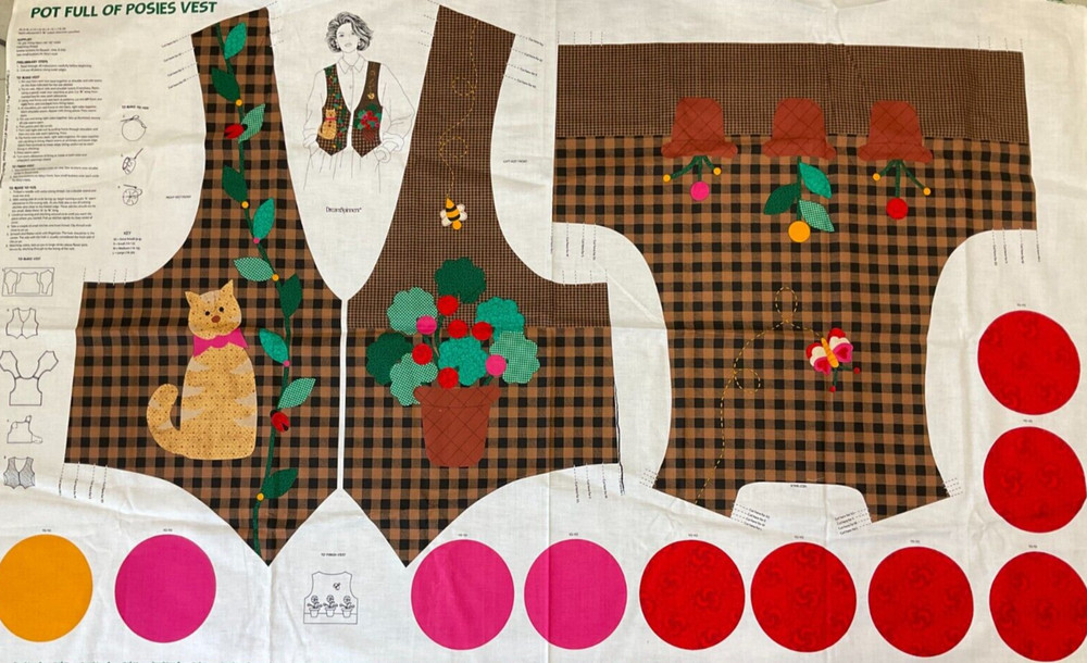 DREAMSPINNERS POT FULL OF POSIES ADULT VEST PANEL, XS-L, 36″ L x 60″ W