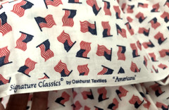 Vtg 3Yd 44X108L PATRIOTIC FLAG Red White Blue Quilt SIGNATURE OAKHURST FABRIC