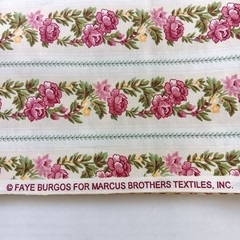 Marcus Brothers Faye Burgos Rose Floral Stripe Cotton Fabric BTY x 43″